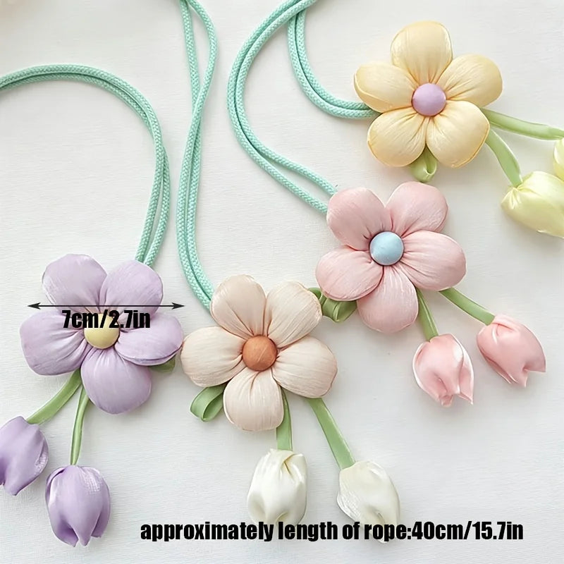 2Pcs Tulip Flower Curtain Tiebacks – Soft Cloth Holders Curtain Tiebacks Babs