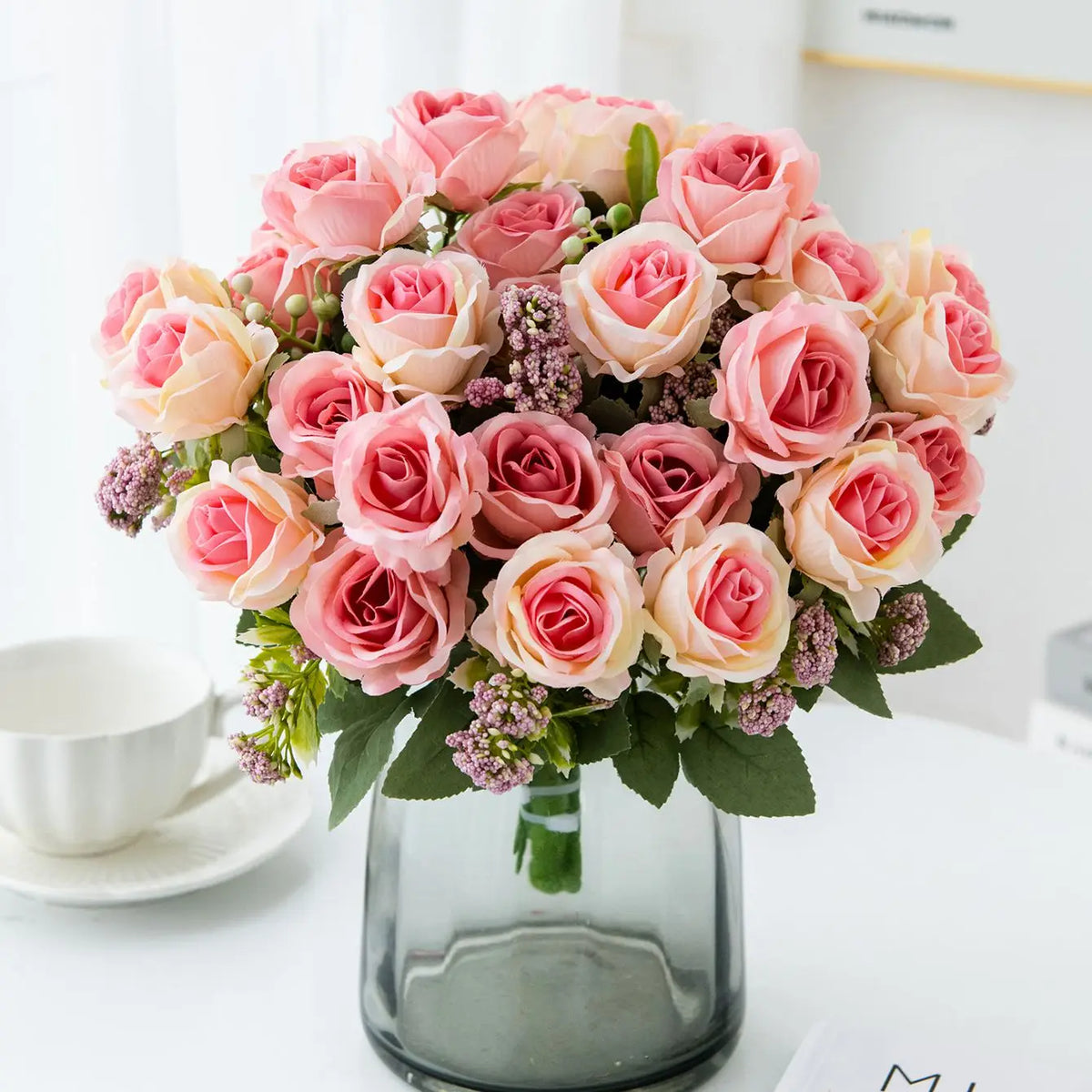 Artificial Silk Rose Bouquet – Wedding & Home Décor Gift Artificial Silk Flowers Babs