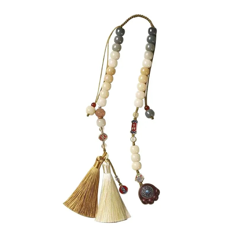 Handmade Bodhi Bead Car Pendant – Vintage Enamel Lucky Ornament Car Hanging Ornament Babs A