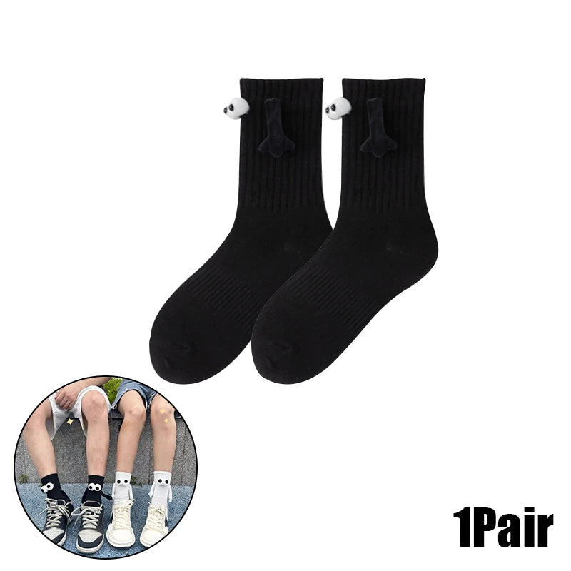 Magnetic Holding Hands Socks – Funny Novelty Couple Gift Novelty Socks Babs Black-1Pair