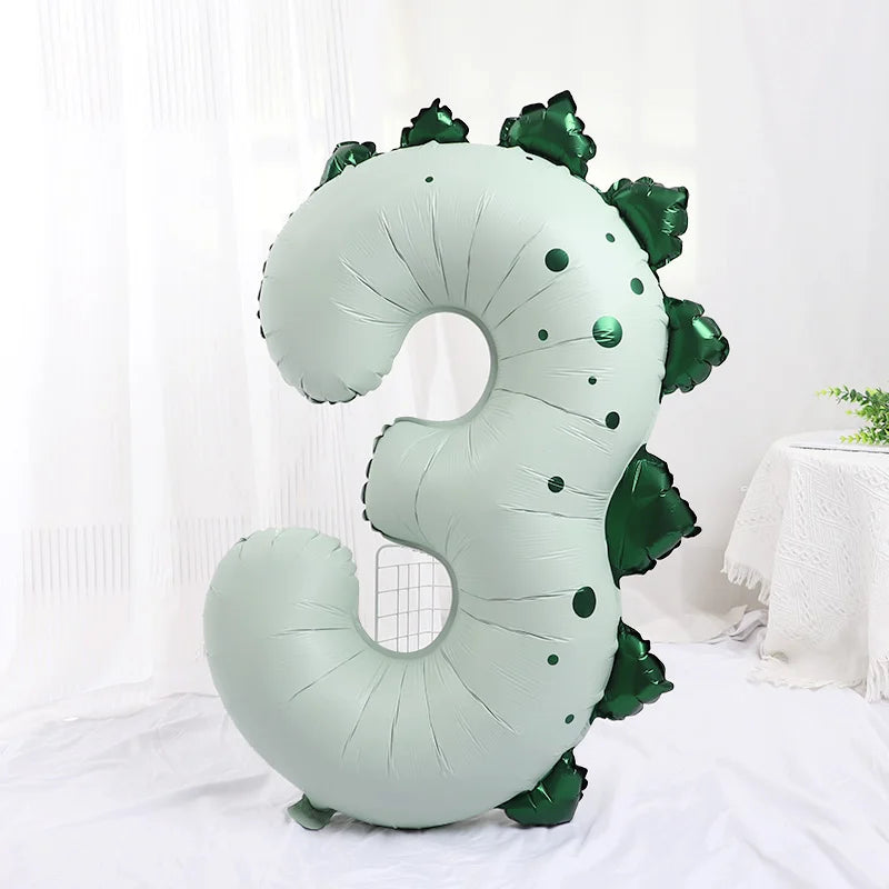 40" Dinosaur Number Foil Balloon – Kids 1st Birthday Party Decor Party Foil Balloon Babs light green-3 40Inch