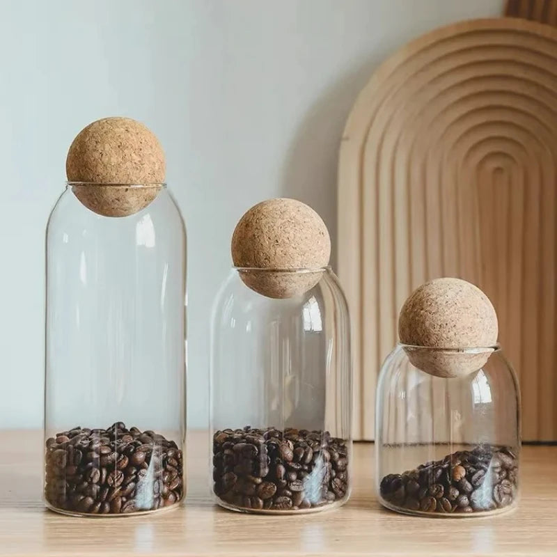 Glass Cork Jar for Coffee Beans, Tea & Dry Food Storage Glass Storage Jar Babs