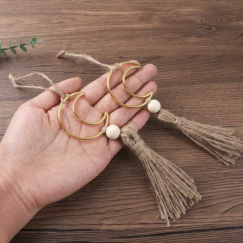 Ramadan Moon Tassel Wooden Beads Ornament – Eid Mubarak Decor Festive Wall Ornament Babs