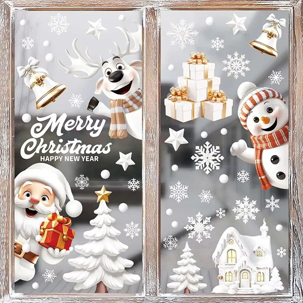 9-Piece Christmas Window Stickers – Santa, Snowflake & Tree Decals Holiday Window Decals Babs