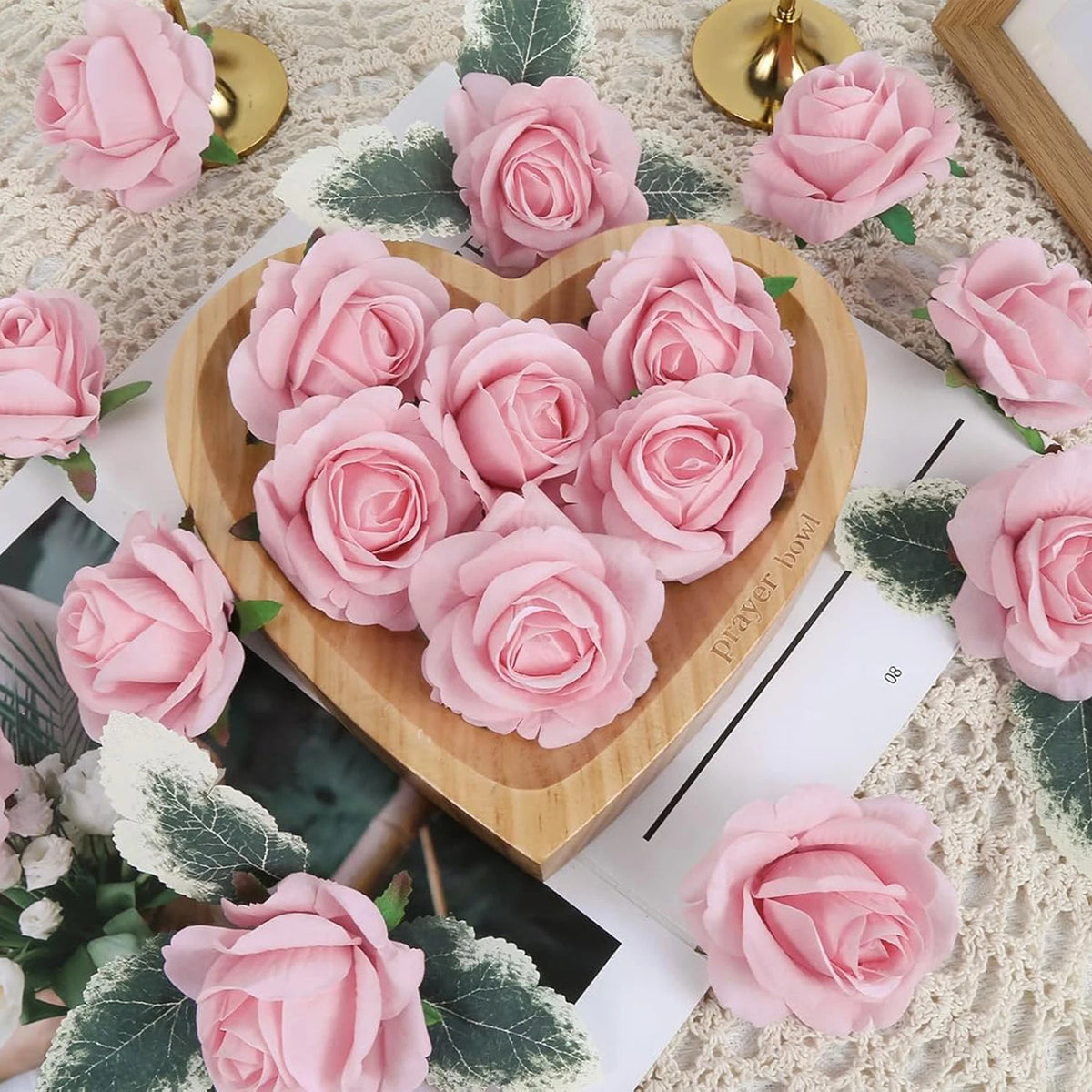 Artificial Silk Rose Flower Heads 5/10 Pcs – DIY Decor Artificial Flower Heads Babs