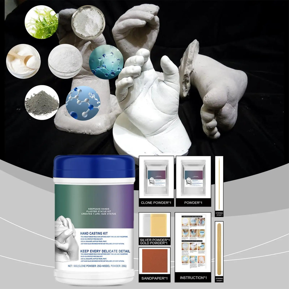 3D Hand Casting Kit – Family, Couples & Baby Keepsake Mold Hand Casting Kit Babs