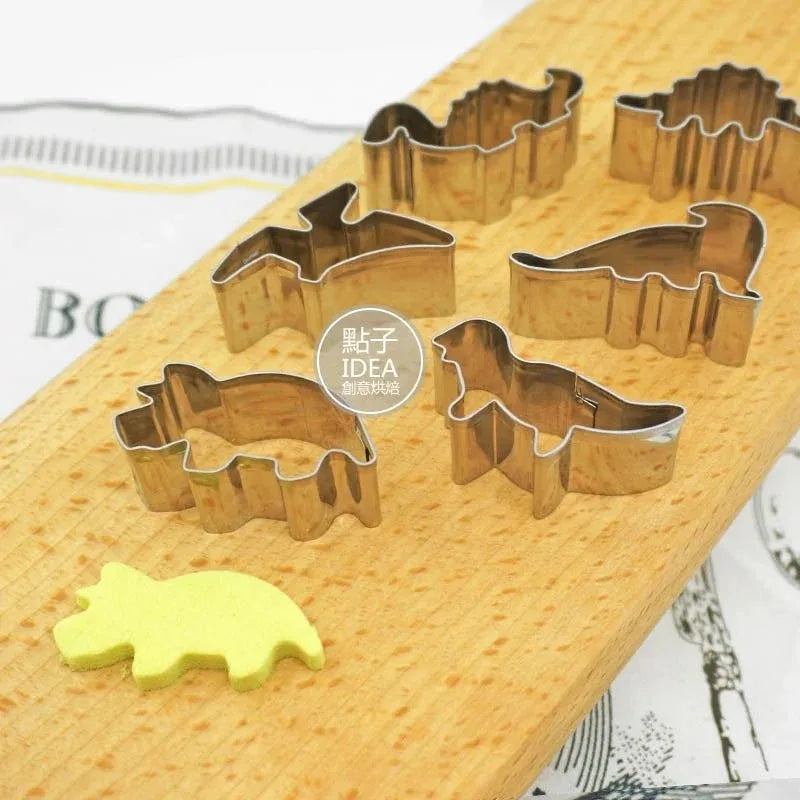 6-Piece Dinosaur Stainless Steel Cookie Cutters Baking Set Cookie Cutter Set Babs