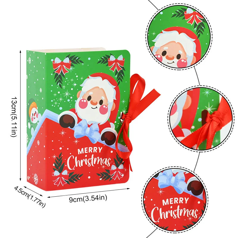 5-Pack Book-Shaped Christmas Candy Gift Boxes | Santa Party Holiday Gift Boxes Babs