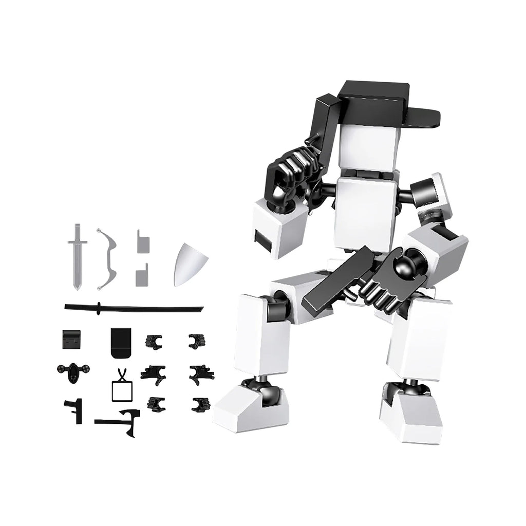 Mini Robot Action Figure Set with Accessories – Desk Decor Toy Robot Action Figure Babs White One Size