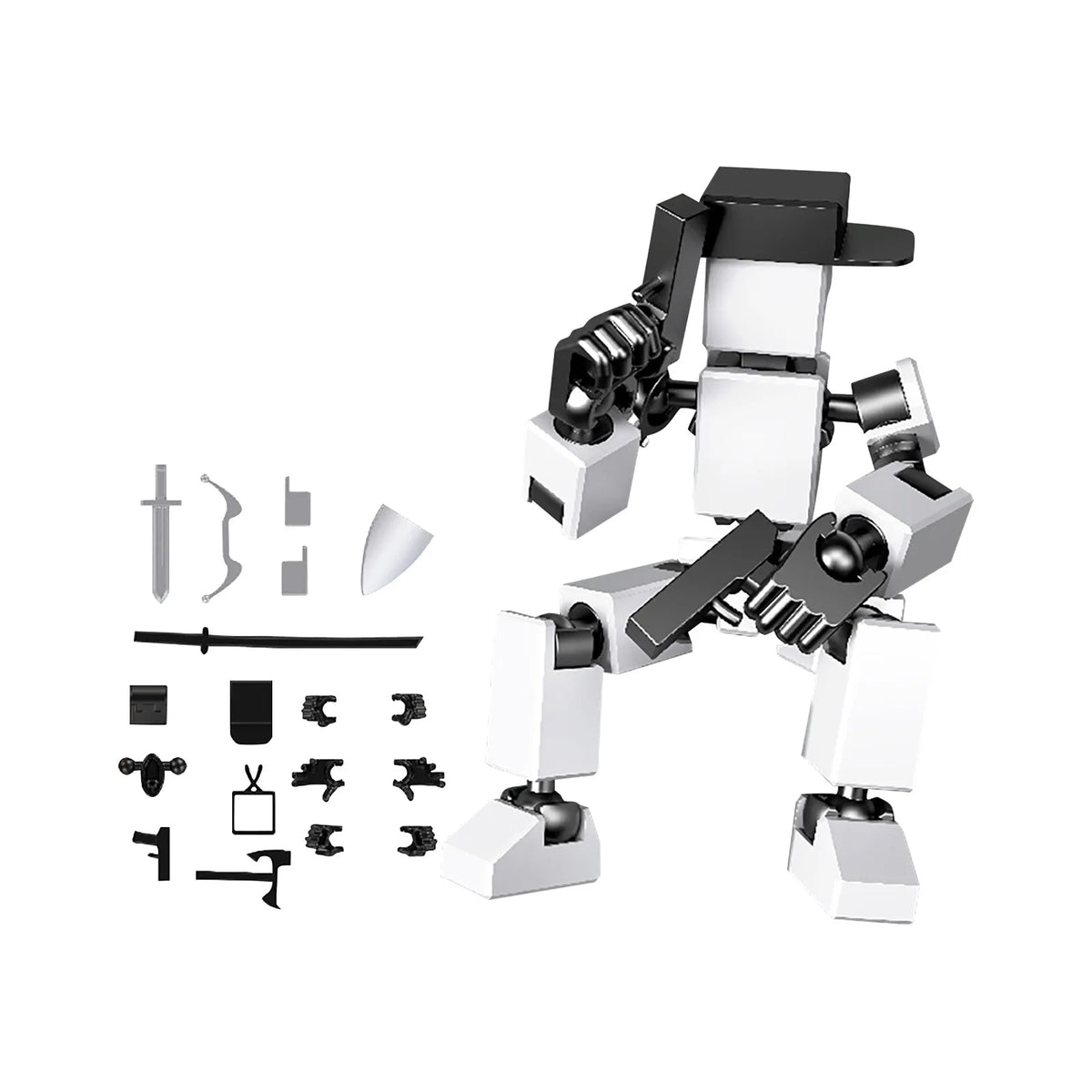 Mini Robot Action Figure Set with Accessories – Desk Decor Toy Robot Action Figure Babs White One Size