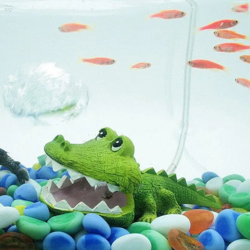 Aquarium Crocodile Ornament – Bubble Air Aerator Fish Tank Decor Aquarium Ornament Babs