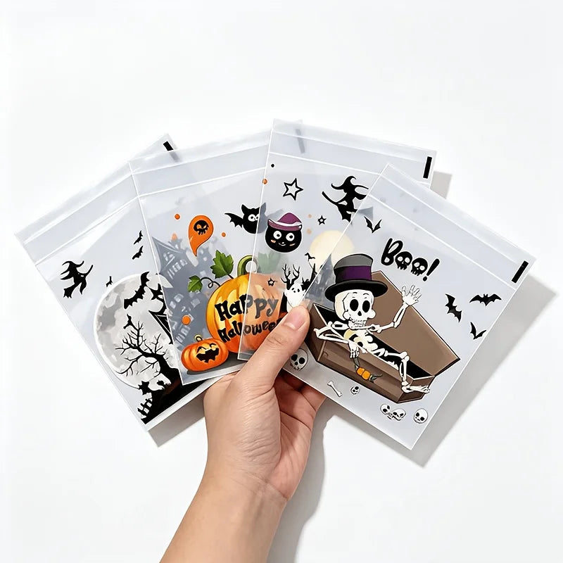 100Pcs Clear Self-Adhesive Halloween Treat & Candy Bags Halloween Treat Bags Babs