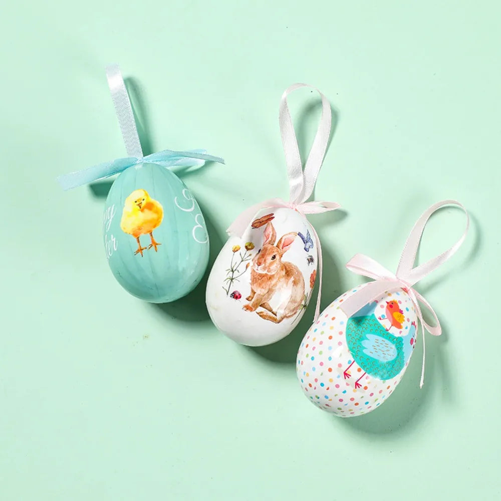 Painted Foam Easter Eggs DIY Pendants – Colorful Set of 3 Easter Egg Ornaments Babs Style E