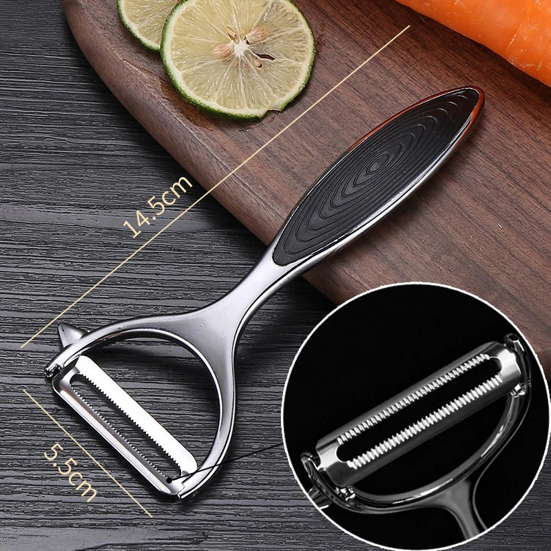 Stainless Steel Vegetable & Fruit Peeler – Non-Slip Handle Vegetable Peeler Babs Black-jagged