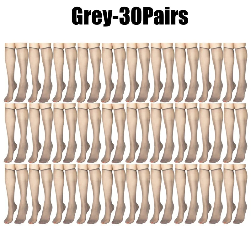 Women's Ultra-Thin Seamless Sheer Stockings | Korean Style Sheer Stockings Babs Grey-30Pairs One Size