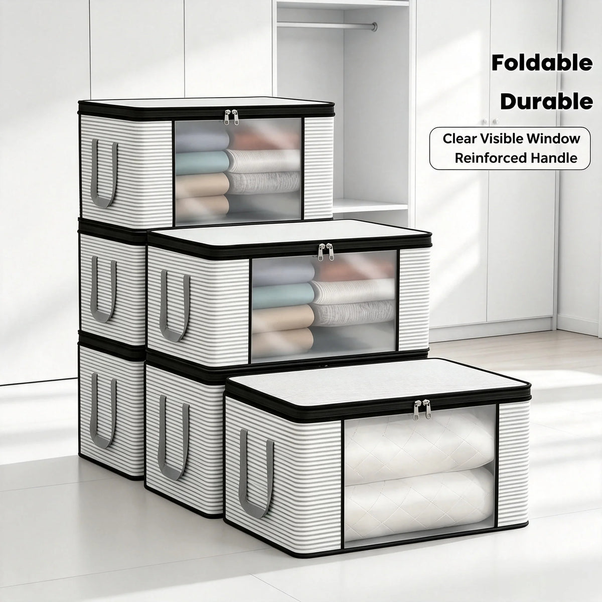 Extra Large Foldable Storage Bag – Clear Window & Zipper Lid Foldable Storage Bag Babs