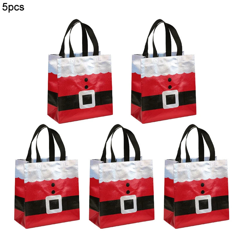 Santa Claus Non-Woven Christmas Gift Bags 5/10Pcs 2025 Christmas Gift Bags Babs 5Pcs Other