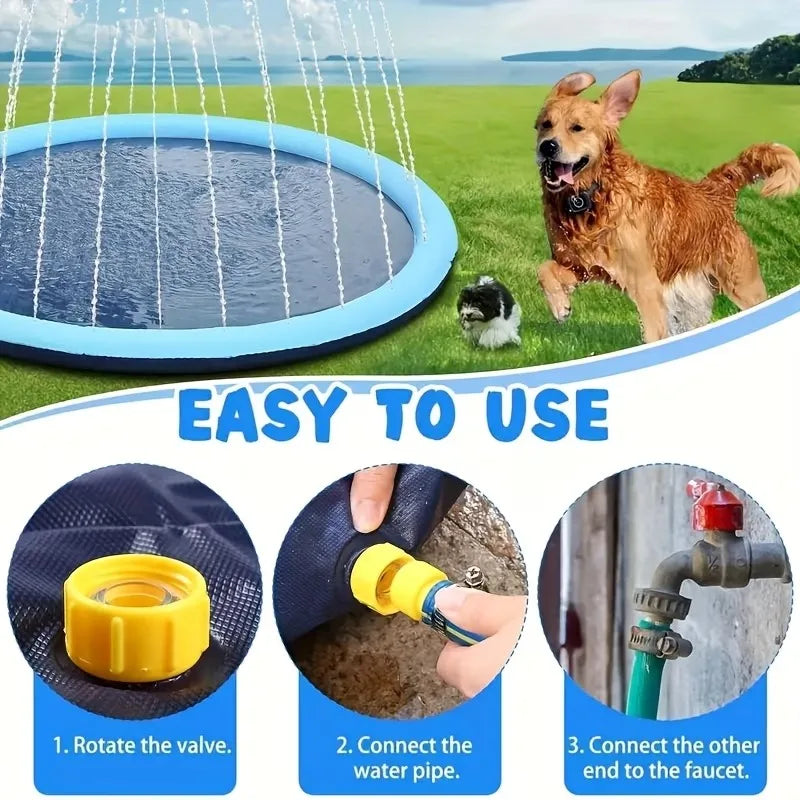 Inflatable Dog Pool & Splash Pad – 100/150/200cm Sizes Inflatable Pet Pool Babs