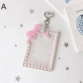 Glitter Acrylic Photocard Holder – Cute Bow Heart Keychain Photocard Keychain Holder Babs A