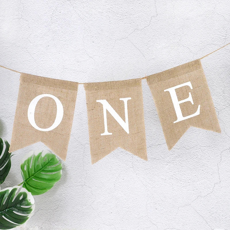 Burlap ONE Garland – First Birthday Banner & Photo Prop Birthday Party Banner Babs