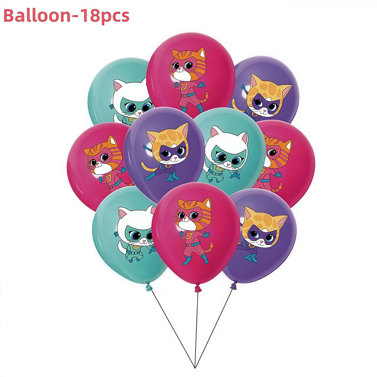 Cat Kitty Birthday Party Supplies – Plates, Cups & Balloons Set Party Supply Kit Babs 18pcs balloon
