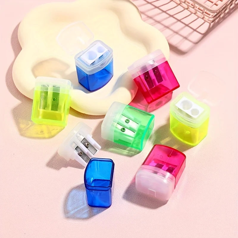 12-Pack Pencil Sharpeners – Double & Large Barrel with Clear Lid Pencil Sharpener Set Babs