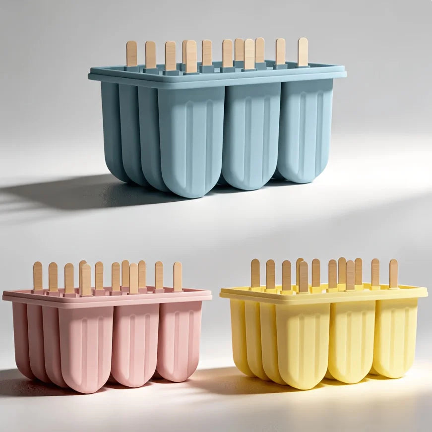 12-Cavity BPA-Free Silicone Popsicle Mould + 50 Sticks Popsicle Mould Set Babs