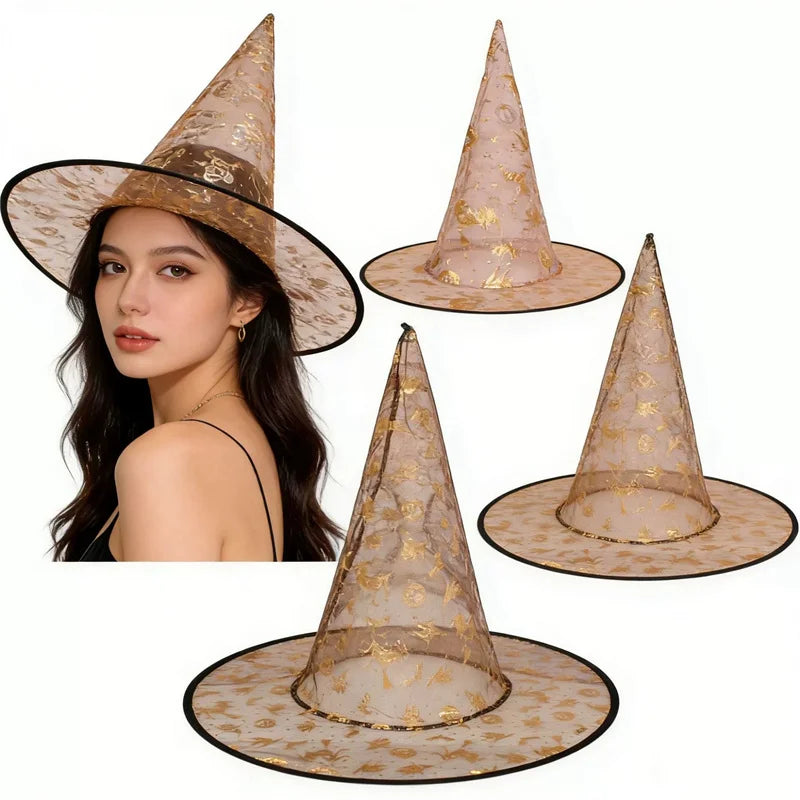 Halloween Witch Hat – Pumpkin Embossed Tulle Costume Hat Costume Hat Babs