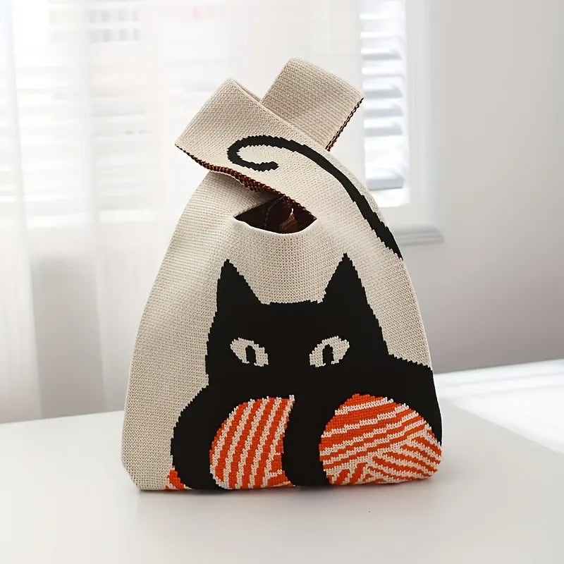Cat Pattern Jacquard Satchel Bag – Lightweight Women's Handbag Jacquard Satchel Bag Babs