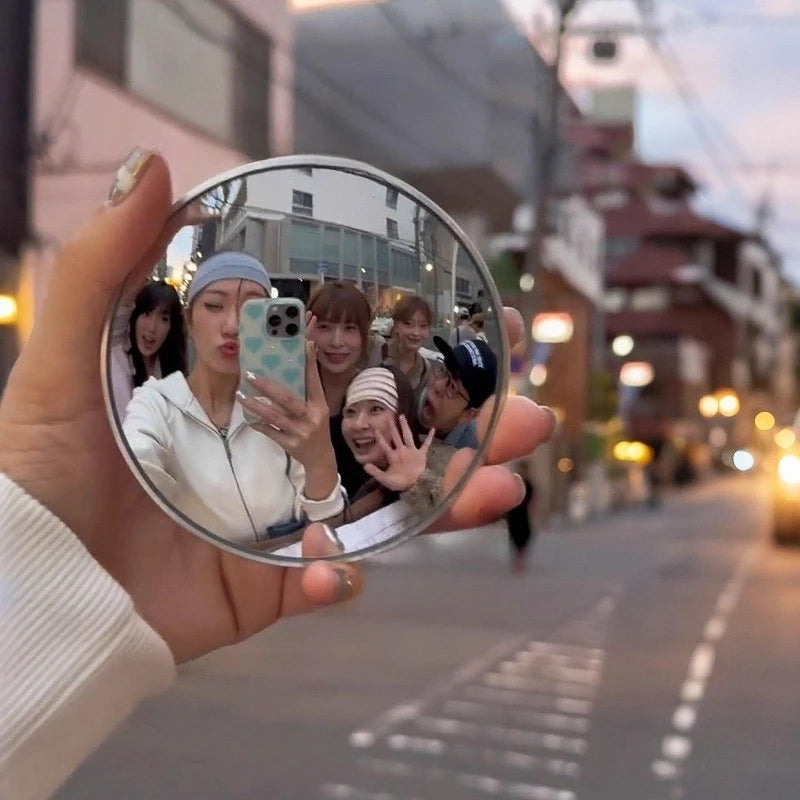Convex Round Mirror Selfie Prop – Wide-Angle Travel Photo Mirror Selfie Photo Prop Babs