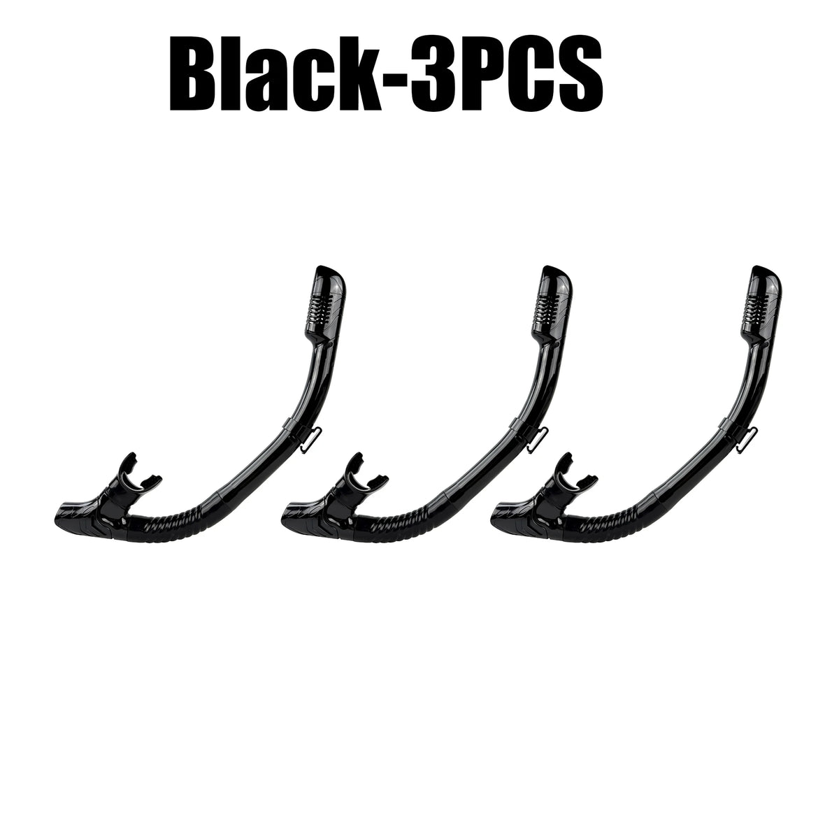 Full Dry Snorkel for Adults – Silicone Mouthpiece & Clip Dry Snorkel Babs Black 3PCS