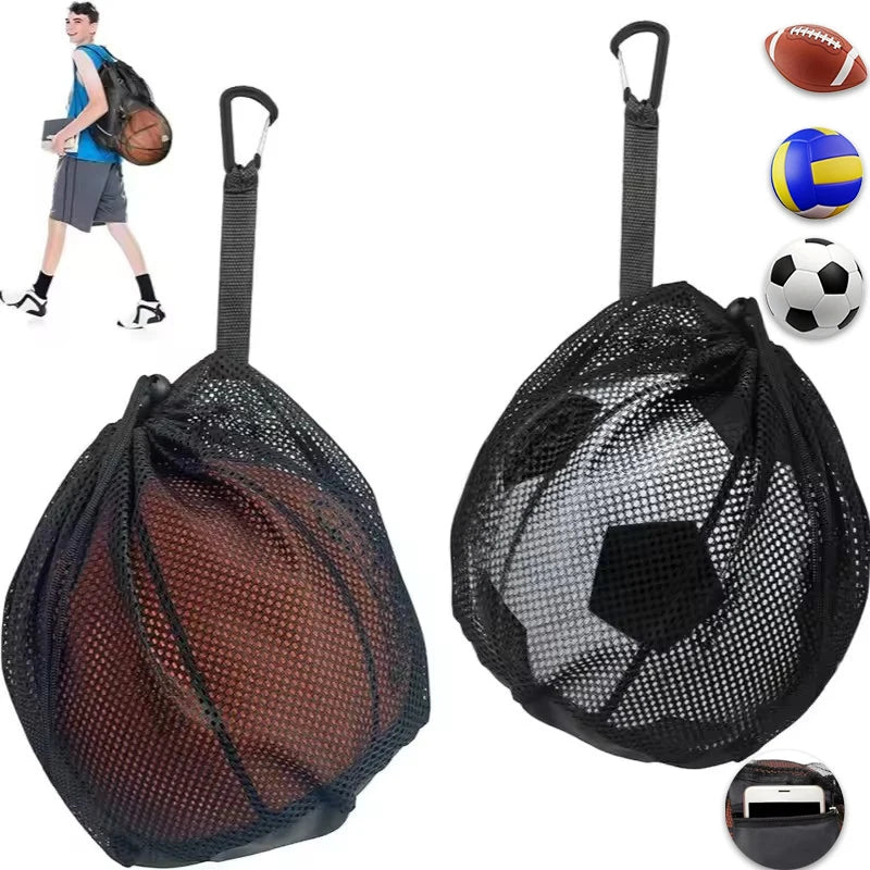 Mesh Ball Bag for Basketball Soccer Volleyball – Drawstring Sports Ball Bag Babs