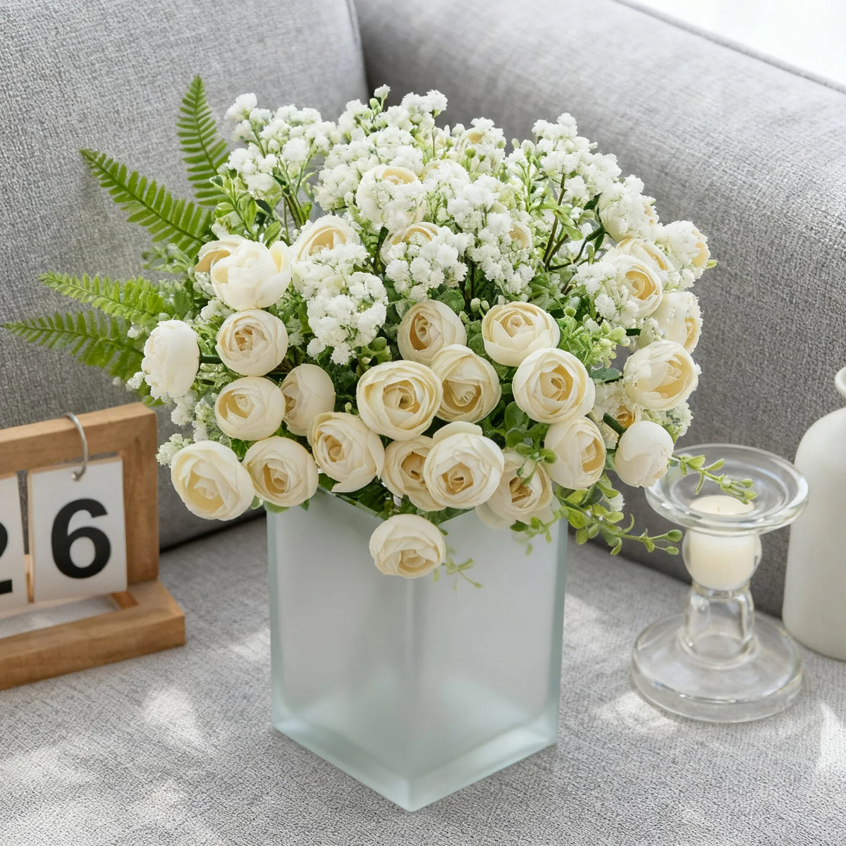 Artificial Silk Rose Tea Bud Bouquet – Wedding & Home Decor Artificial Flower Bouquet Babs
