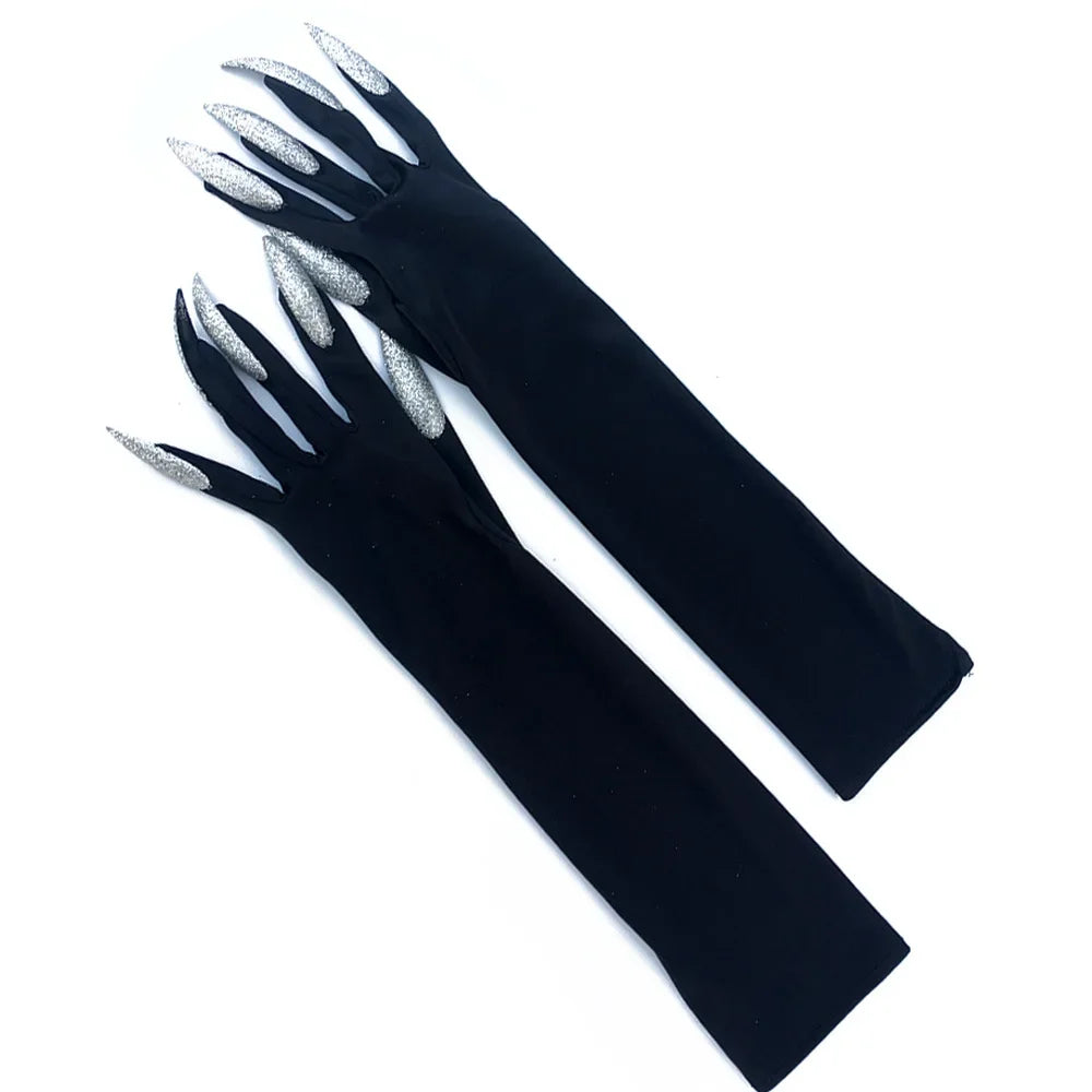 Black Ghost Claw Gloves – Halloween Cosplay Long Nail Costume Costume Gloves Babs