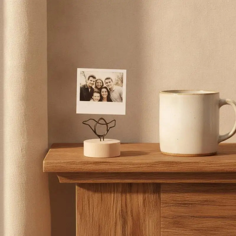 2PCS Wood Base Metal Photo & Memo Holders – Desk Decor Photo Memo Holder Babs
