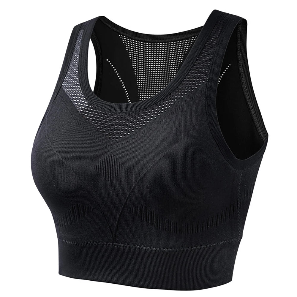 Women's Seamless Padded Sports Bra – Backless Yoga Gym Top Padded Sports Bra Babs Black 1XL