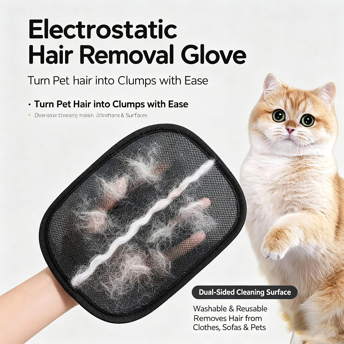 Double-Sided Pet Hair Removal Grooming Glove – Cats & Dogs Pet Grooming Glove Babs