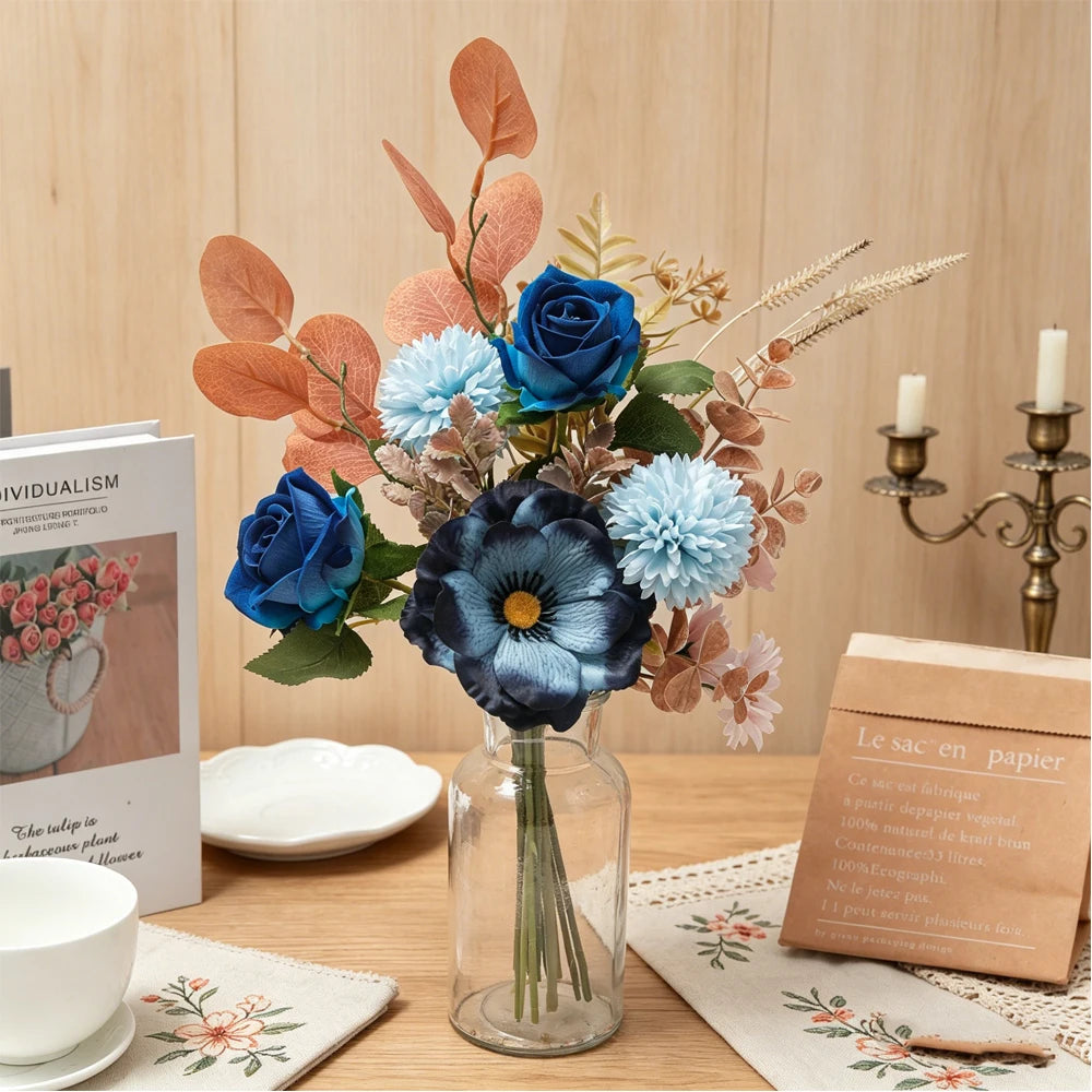 Silk Artificial Flowers – Rose Peony Chrysanthemum Eucalyptus Artificial Flower Stems Babs