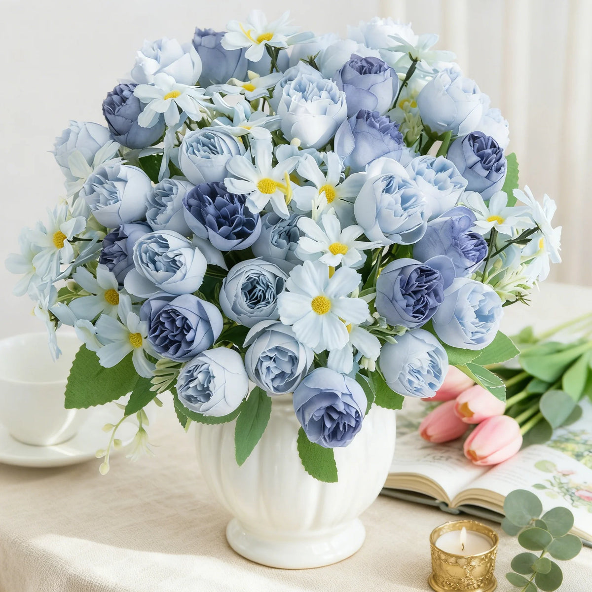 Silk Rose Artificial Flower Bouquet – Wedding & Home Décor Artificial Flower Bouquet Babs