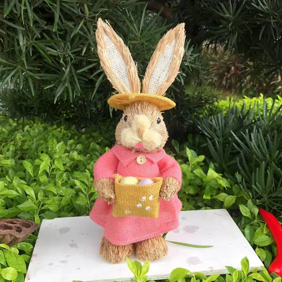 Easter Straw Bunny Decor 35cm – Rustic Handmade Decoration Easter Bunny Decor Babs