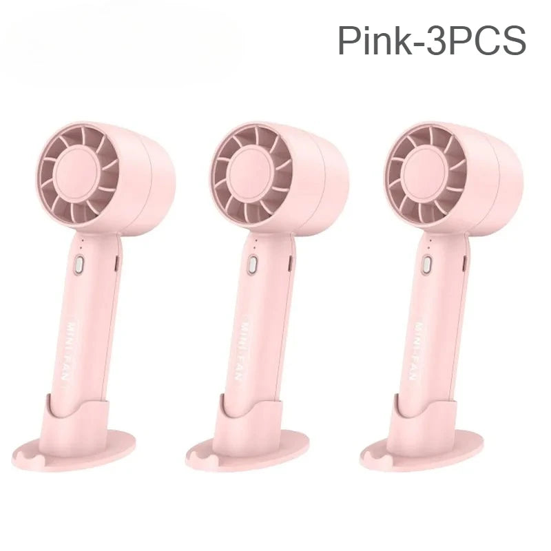 USB Rechargeable Mini Handheld Fan – 3-Speed Portable Desk Fan Handheld Portable Fan Babs Pink-3PCS