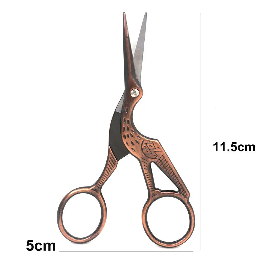 Vintage Bird Crane Embroidery Scissors – Stainless Steel Tailor Shears Embroidery Scissors Babs red-L 11.5x5cm