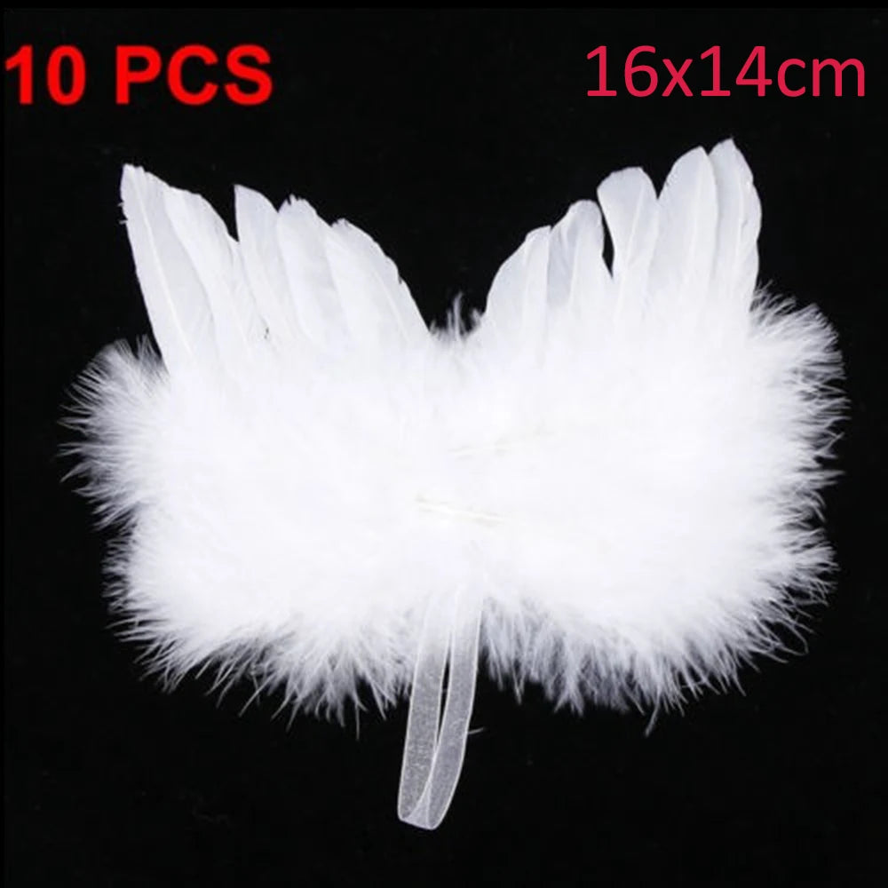 10Pcs Feather Angel Wings Ornaments – Christmas & Wedding Decor Holiday Ornaments Babs 16X14cm