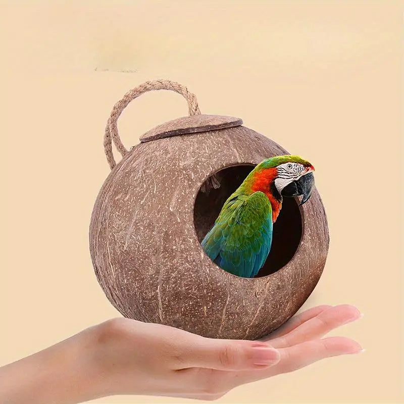 Natural Coconut Shell Bird Nest Hideout for Parrots & Small Pets Bird Nest Hideout Babs
