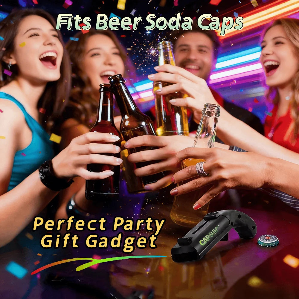 Cap Gun Bottle Opener – Fun Party Bar Tool | Stainless Steel Novelty Bottle Opener Babs