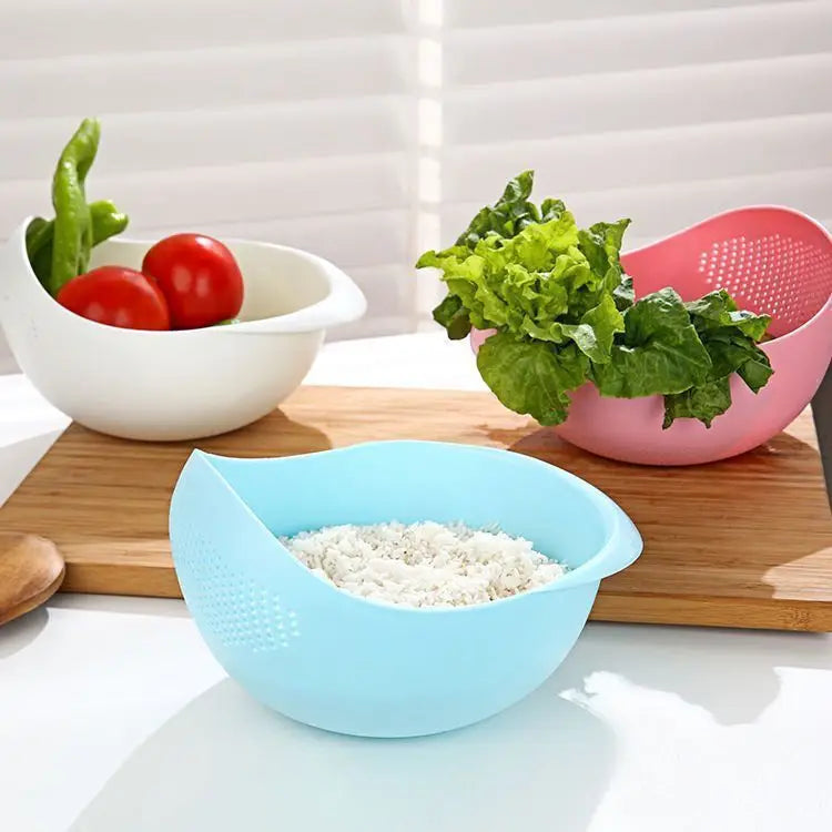 Colander Drain Basket with Handle – Rice, Fruit & Veggie Washing Kitchen Colander Babs