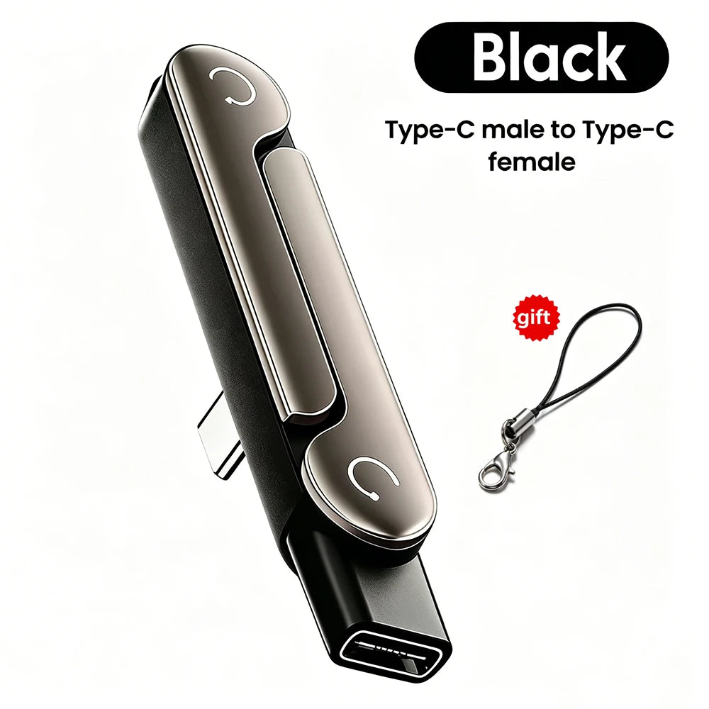 240W USB-C OTG Adapter with Foldable Phone Stand | 2-in-1 USB-C Charging Adapter Babs Black