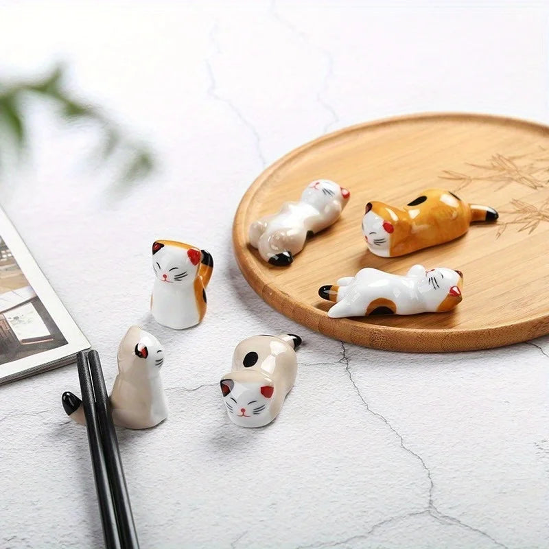 Set of 6 Ceramic Cat Utensil Rests – Chopstick & Spoon Holder Ceramic Utensil Rest Babs