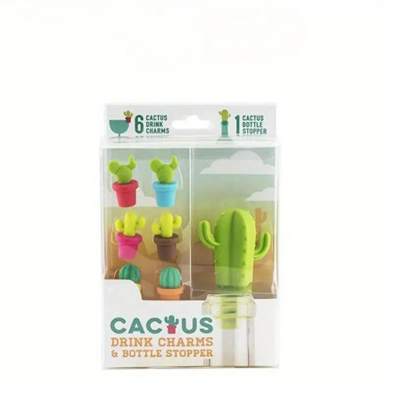 Cactus Silicone Wine Bottle Stopper & Glass Label Marker Wine Bottle Stopper Babs green