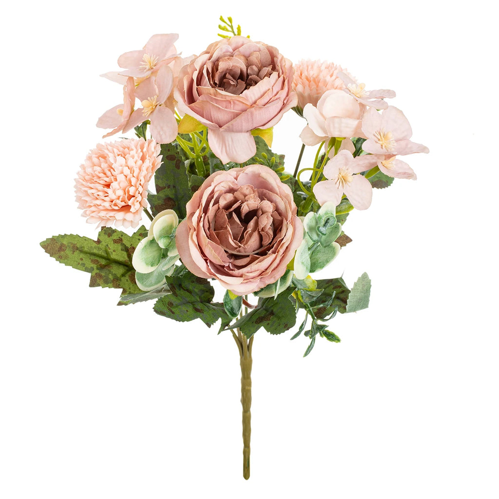 Artificial Silk Peony Chrysanthemum Bouquet | Wedding & Home Décor Artificial Flower Bouquet Babs plum 2 pcs